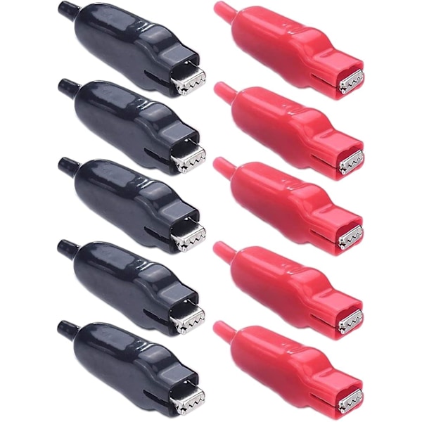 10 stk. 20a PVC-isolerede krokodillenæb, isolerede krokodillenæb, batteriklips, elektrisk kredsløbsklemmetestklemme (rød og sort)