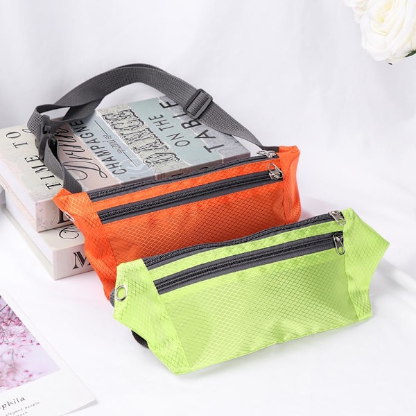 Löpväska för Kvinnor och Män Vattentät Multi-Fickor Midjeväska Casual Bum Bag Canvas Bältesväskor orange Canvas