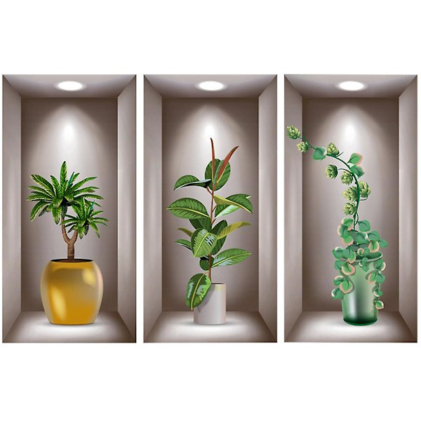 1 Set Fake Window Potted Plant Wall Sticker Self Adhesive Wall Decal Bedroom Wall Stickers