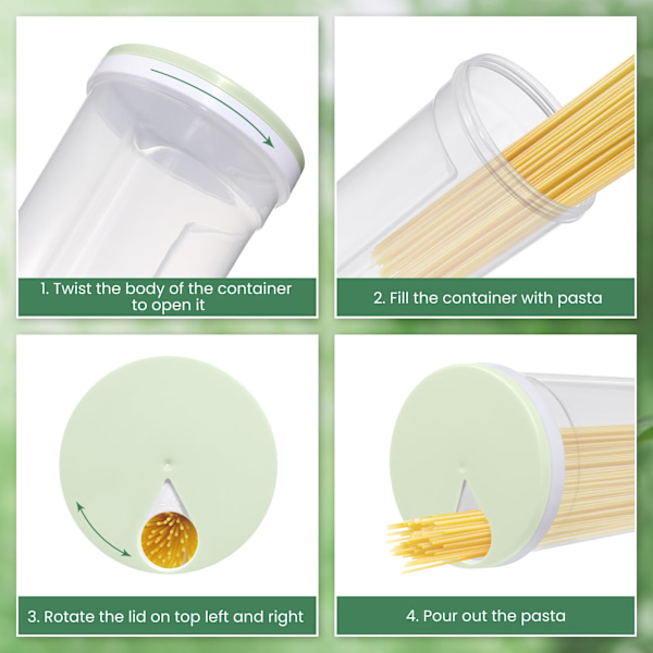 Plastik Spaghettibeholder Noodle Pasta Opbevaringsglas med Låsende Låg Klar Tør Fødevarebeholder Kanister Korn