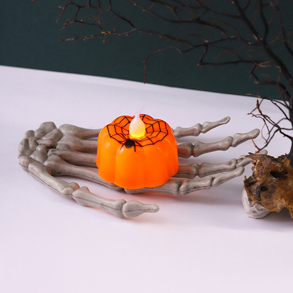 12 stk Halloween Spider Lys Stearinlys Gresskar Spøkelse Hode Atmosfærisk Lys Spøkelseshus Fest Dekorative Ornamenter Lys