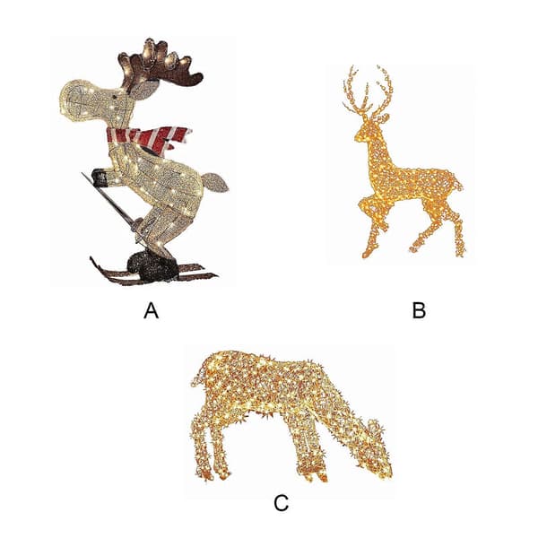 Utendørs Julefigur LED Skiende Elger Hagedekorasjon Ornament 35cm C