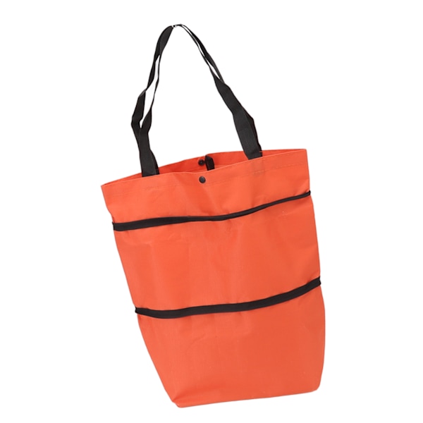 Stor Kapacitet Foldbar Indkøbsvogn, Lynlåsdesign, Oxford-stof med Hjul til Camping, Orange