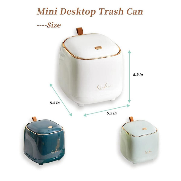 Mini papperskorg för köksbänk, papperskorg med trycklock, 0,5 gallon/1,5 liter papperskorg