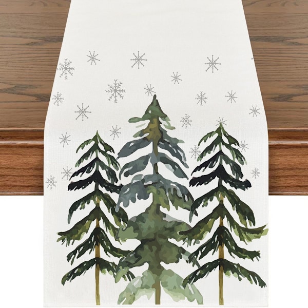 Linen Bordløber 72 Tommer Lang - Ren Linned Juleprint Bordløber Hjemmedekoration 13 x 72 Tommer 5 stk
