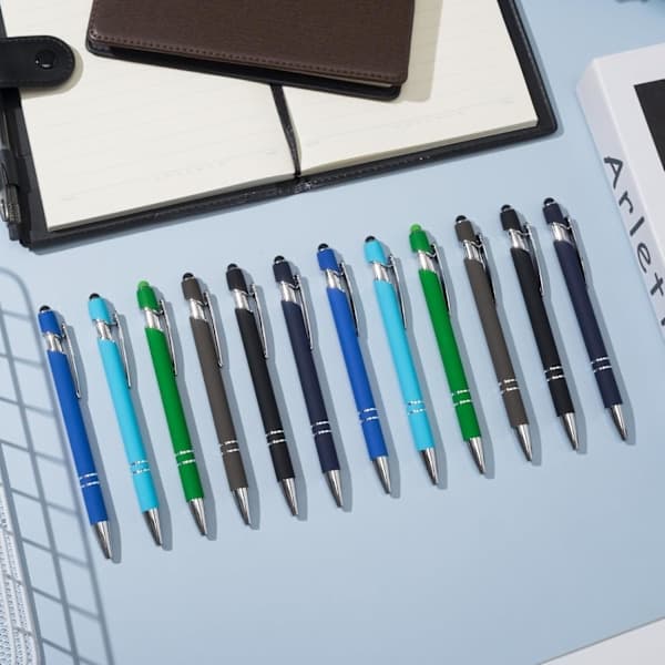 Kulspetspennor infällbara multipack 2 i 1 med stylus svart bläckpennor för kontoret Basic