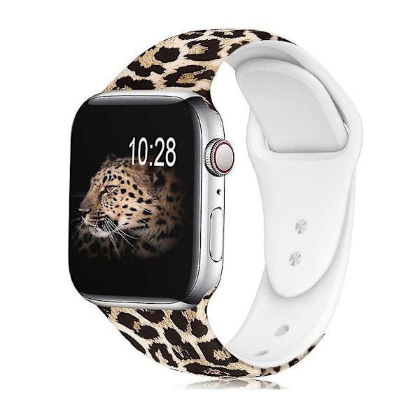 Leopardmönstrat silikonarmband kompatibelt med Apple Watch 38mm/40mm, för Iwatch Armband SE/Series 7 6 5 4 3 2 1 0.1