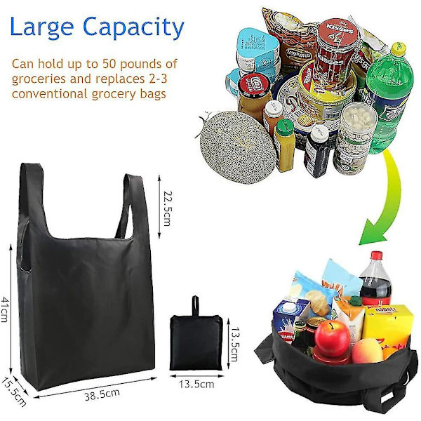Foldbar genanvendelig heavy duty indkøbspose vaskbar stor kapacitet Tote