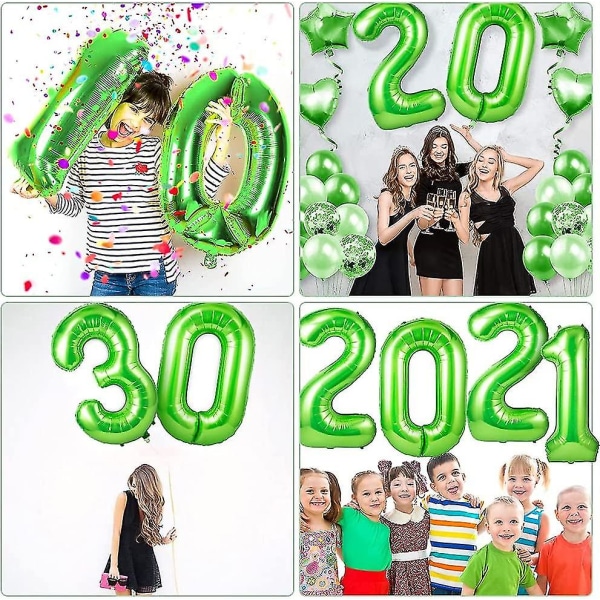 40 tommer kæmpe helium folie tal 0 til 9 alders ballon til fødselsdagsfest, fotooptagelse (grøn, 6)