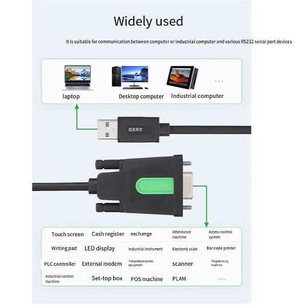 USB till RS232 seriell kabel USB typ A till Db9 hane FT232rl chip multifunktion bekväm seriell kabel