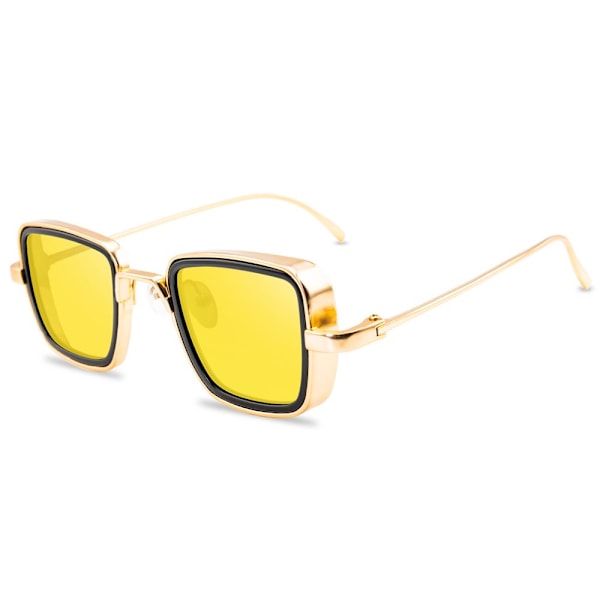 Vintage Metal Steampunk Solbriller Stilful Retro Shades UV400 Briller Gold-Yellow