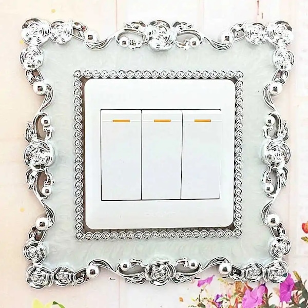 Plastic resin single light switch surround socket retro square luxury light switch cover socket sticker household wall switch