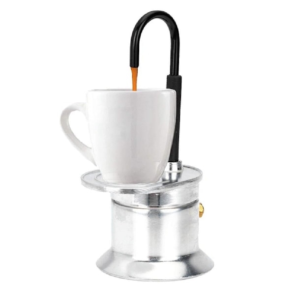 50 ml enkelrör Moka-kanna i aluminiumlegering, silver, spishäll, italiensk kaffebryggare, njut av Delicio