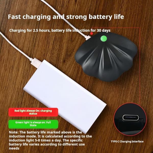 LED Nattlampa Rörelsesensor USB-laddning 3 Lägen Dimbar Vit