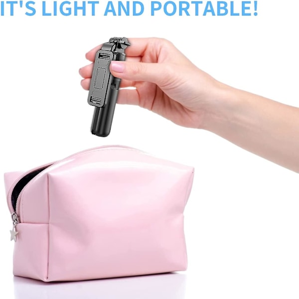 Bärbar Selfie Stick Stativ Med Trådlös Fjärrkontroll, 3 I 1 Utökbar Selfie Stick Telefon Hållare