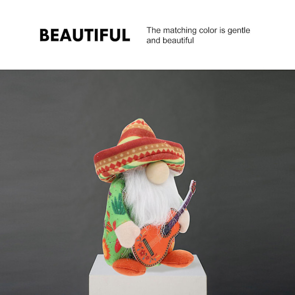 Husprydnader Sommar Tomte Elf Karneval Mexiko Dock Gitarr Maracas Gnom Folklore Sombrero Gnom Mayo Ansiktslös Dock
