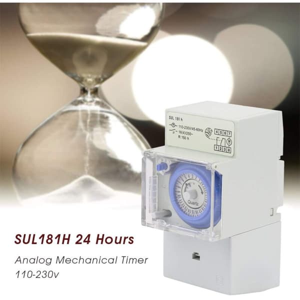 Tidsbryter, 110v-230V SUL181H 24 timer Analog Mekanisk Timer Manuell/Automatisk Kontroller