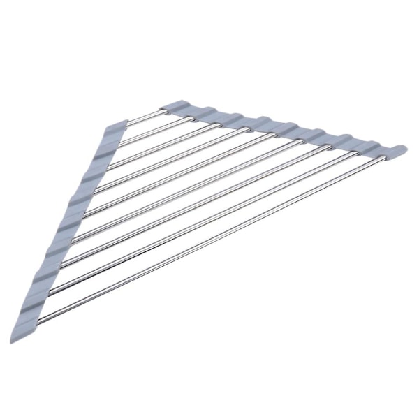 1pc Stainless Steel Drain Rack Tableware Drain Rack Triangular Drain Rack Gray