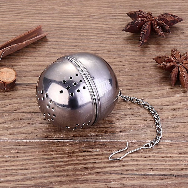Rustfrit Stål Te-Infuser Mesh Te- og Urtebold Sigte med Forlænget Kæde Hæk til Løse Blade Te Urte Krydderier Æg Form (10 stk, Sølv) -z