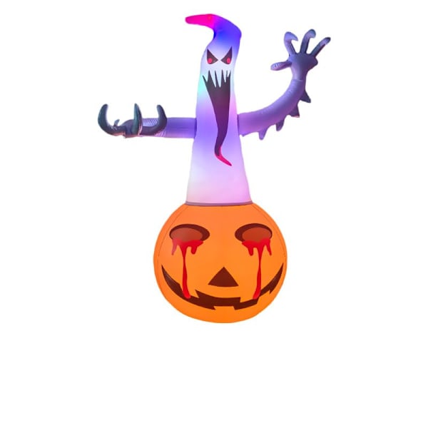 Halloween Oppblåsbar Spøkelse med Gresskar, Oppblåsbar Spøkelse med LED-lys, Halloween Dekorasjoner Luftblåst Spøkelse for Hjem Hage Plen