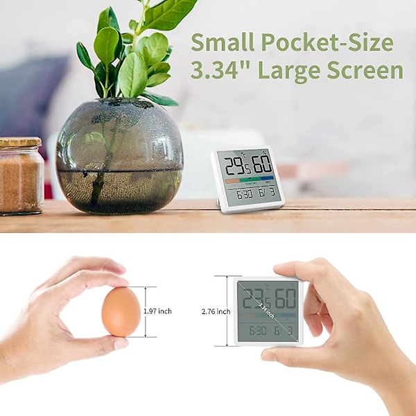 Hygrometer inomhus termometer, skrivbords digital termometer med Acsergery temperatur present
