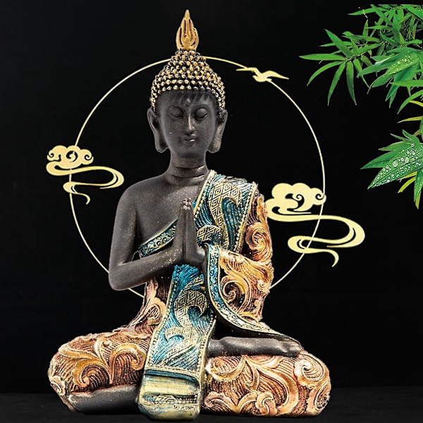 Buddha Statue Thailand Skulptur Resin Håndlavet Buddhisme Hindu Feng Figur Meditation Hjem Indretning