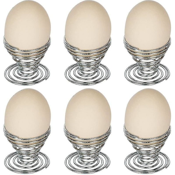 6pcs Egg Cups Made Of Stainless Steel Wispiral Spring Beauty Sponge Holder