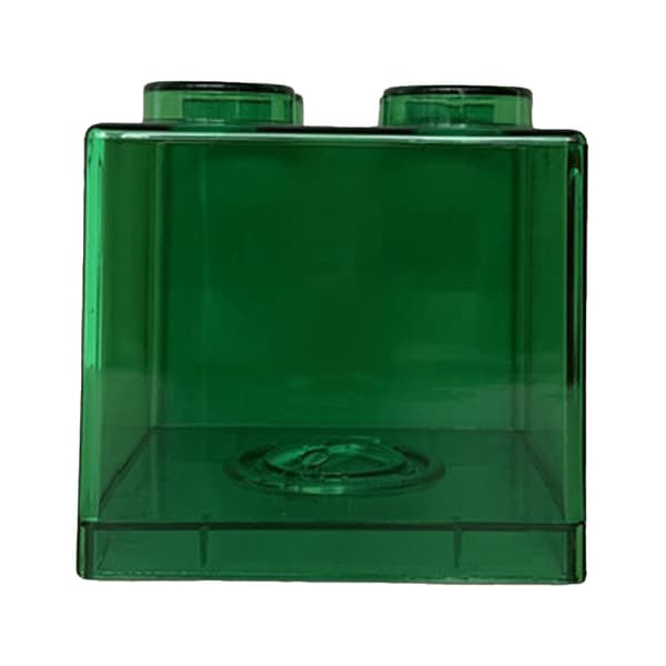 Transparent sparegris 8,9x9,2cm - Rektangulær byggeform sparebøsse grøn