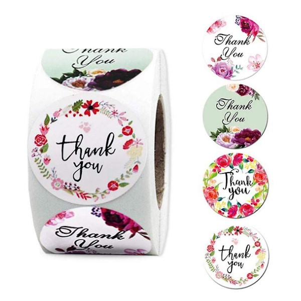 2 Pack Thank You Stickers Roll 500pcs Round Circle Labels Stickers Roll For Christmas Gifts, Wedding