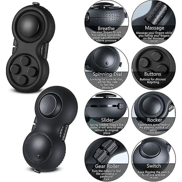 4 stk. Fidget Game Controller Pad, Nøglering Fidget Til Voksne Teenagere, Angst Og Stress Relief Sensorisk Legetøj