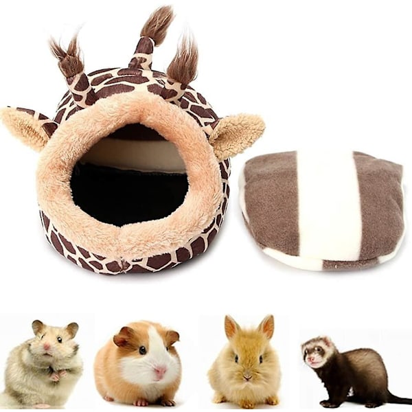 Warm Hamster Nest Light Guinea Pig Bed Small Animals Winter Nest Animals Bed (giraffe, S) 1pc