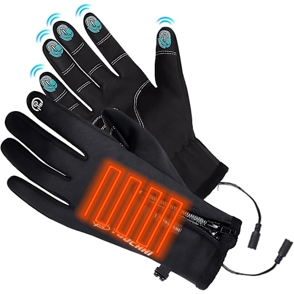 Electric Heating Gloves Cold Weather Heated Typing Touch-screen Gloves Winter Thermal Waterproof Windproof Hand Warmer Gloves For Women Kids Hunting C