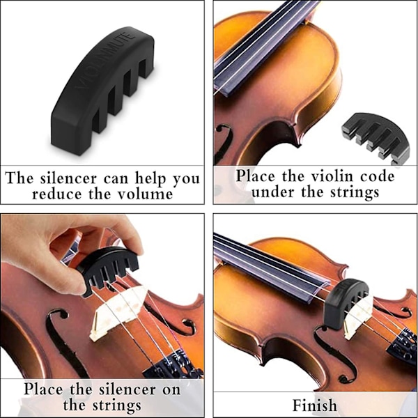8 stk. Violin dæmper Violin Fiddle dæmper Violin dæmper Fuld størrelse Violin lyddæmper Sort