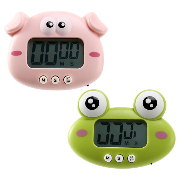 Kök Timer 2 Stycken, Söta Cartoon Djur Nedräkningstimer, Digital Matlagningstimer Med Magnetisk, -