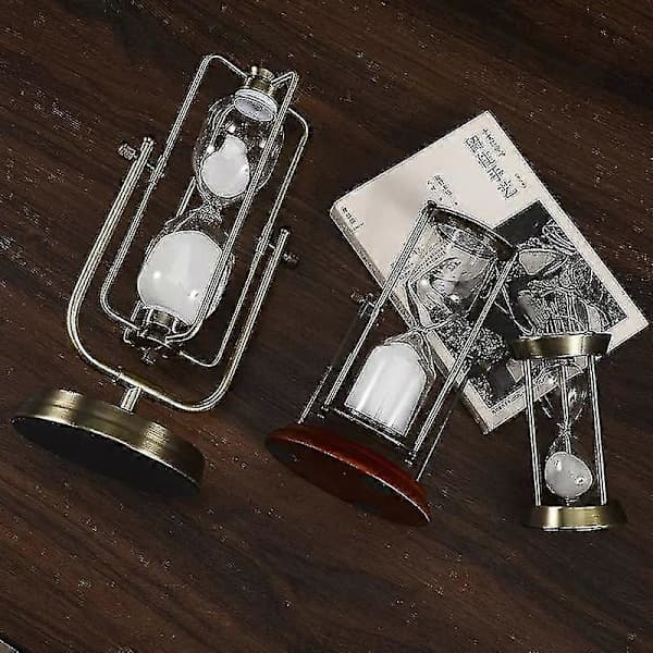 15/30/60min Creative Metal Hourglass Sand Timer European Retro Office Bookshelf Study Room Ornament Decoration Sand Clock Timer (60min,)