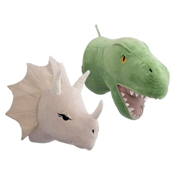 2 stycken dinosauriehuvud väggprydnader 3d söt barnrum vardagsrum baby