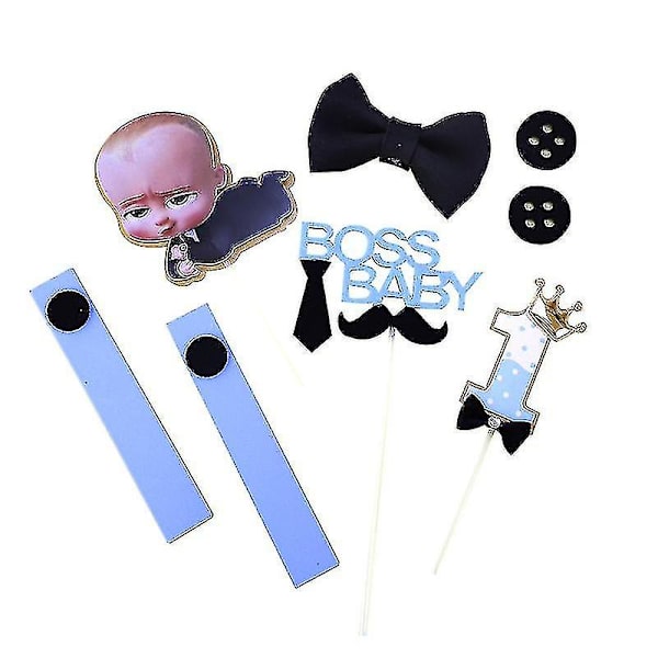 Uusi sarjakuva pomo onnellinen syntymäpäivä kakun päällinen söpö vauva poika cupcake toppers vauva suihku pojat lapset syntymäpäiväjuhlat kakun koristeet