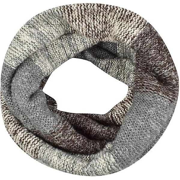 Kvinde Farverig Hals Tørklæde Vinter Strikkede Loop Uendelighed Tørklæde Varmt Wrap Cowl (grå)