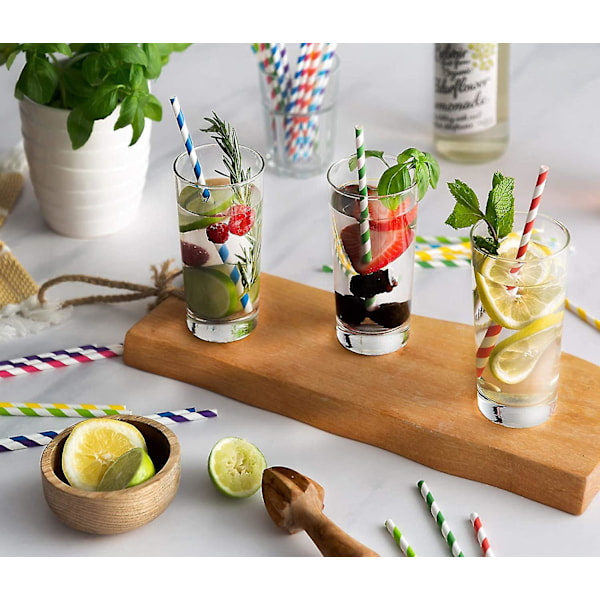 Paper Drinking Straws Biodegradable (100 kpl, satunnainen väri) -t