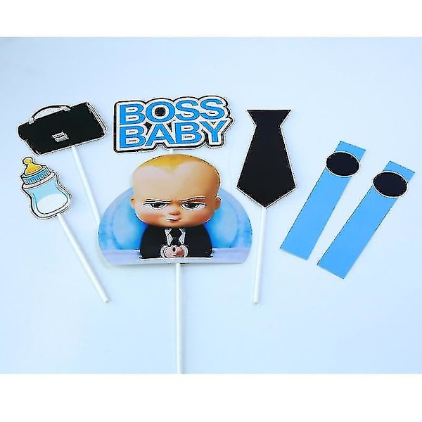 Uusi sarjakuva pomo onnellinen syntymäpäivä kakun päällinen söpö vauva poika cupcake toppers vauva suihku pojat lapset syntymäpäiväjuhlat kakun koristeet