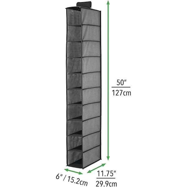 2-pack hängande skoförvaring - 10 fack (grå/svart)