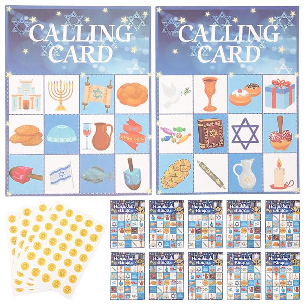 1 sæt Hanukkah Bingo-spil Tilbehør Menorah Bingo-spilkort Chanukah-fest Tilbehør