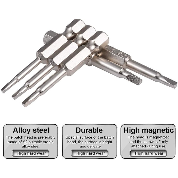 5-delt sett med magnetiske skrujernbiter med trekanthode i S2-stål, 1/4\" 50mm