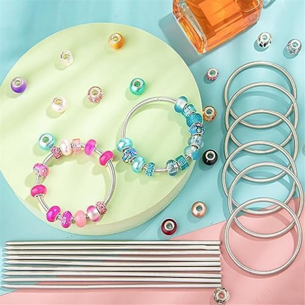 20 st elastiska armband med berlocker plus 220 st håldistanspärlor, gör-det-själv-armband med berlocker för kvinnor smycken B