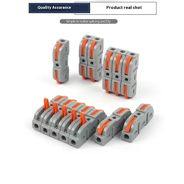 55 PCS Grå Oransje Spak Wire Kontakter Spak Muttere - Rask og Enkel Ledningsføring, Sikker og Holdbar, Universell Kompatibilitet, Flott Verdi