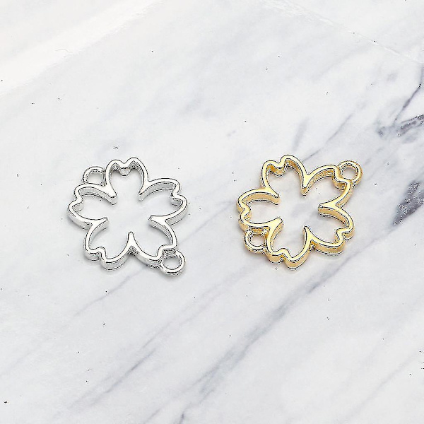 10x Körsbärsblomma Metallram Hartshänge Öppen Infattning För Diy Smycken