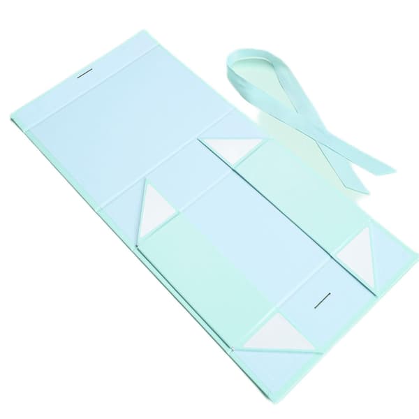 Presentförpackning med lock för presenter 26*19*8cm med band och magnetisk stängning (1-pack) (Robin Blue) Bow Solid