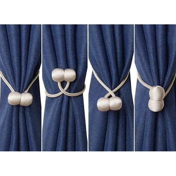 Magneettiset verhonpidikkeet, punottu polyesteriköysi, valkoinen, 2 kpl Vit 2-Pack