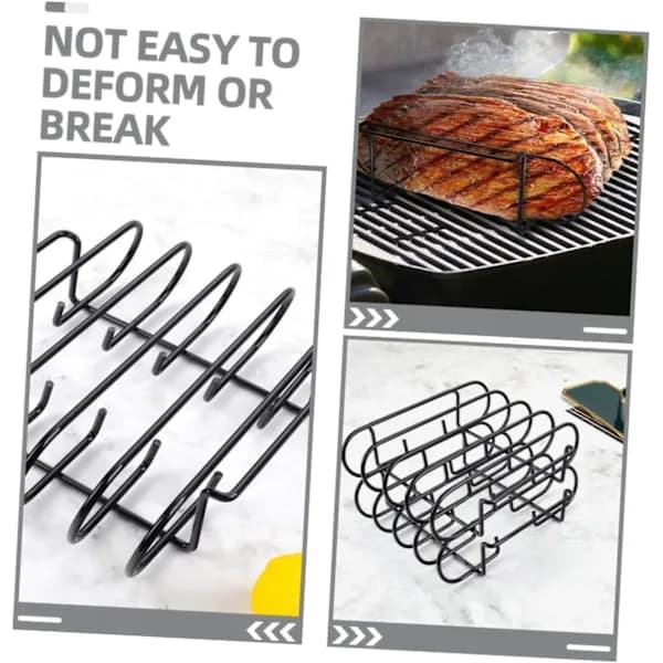 Bærbart grillstativ i rustfrit stål, varmebestandigt, let at rengøre til camping, picnic, baghavegrill, sort