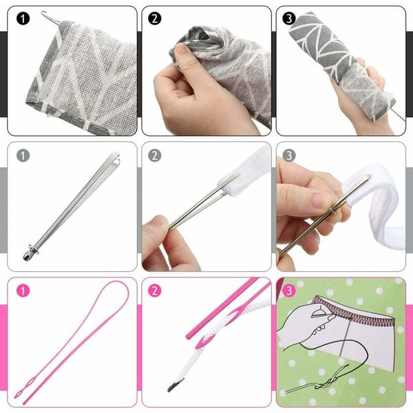 Sætsyning Loop Kit, Inklusive Loop Turner Krog Fleksibel Snor Tråder Metal Pincet Lang Loop Turner Værktøj med Lås til DIY Strikketilbehør